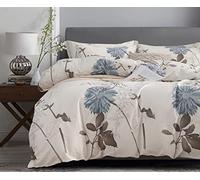 SLEEPBELLA Housse de Couette King Size en Coton 600 Fils au Pouce carré, Motif Floral botanique, Housse de Couette réversible