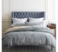 SLEEPBELLA Parure de lit avec Housse de Couette brodée en Coton 600 Fils King Motif Cachemire Beige.