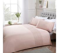 Sleepdown 5056242764243 Parure de lit plissée avec Housse de Couette et taies d'oreiller-Rose pâle-Facile d'entretien, Douce et Confortable-Super King Size (220 x 260 cm), Polycoton