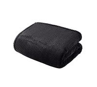 Sleepdown Couvre-lit de Luxe en Polaire gaufrée Noire Super Doux et Chaud en nid d'abeille - 150 cm x 200 cm