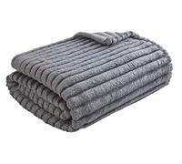 Sleepdown Jeté de lit Gris de Luxe en Polaire côtelée pailletée Super Doux Chaud et Confortable - 150 cm x 200 cm