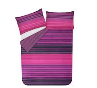 Sleepdown Just Contempo Parure de lit avec Housse de Couette et taie d'oreiller Motif à Rayures Violet Super King
