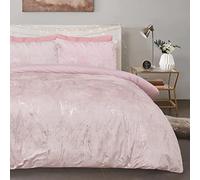 Sleepdown Just Contempo Parure de lit avec Housse de Couette et taies d'oreiller en Velours Effet marbre Rose pâle uni 200 x 200 cm