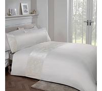 Sleepdown Just Contempo Parure Velours avec Housse de Couette et taie d'oreiller Motif Floral Ivoire crème Lit Simple 135 x 200 cm, Polyester
