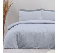 Sleepdown Parure de lit 100% Pur Coton avec Housse de Couette et taie d'oreiller - Doux et Facile d'entretien - Gris uni (135 x 200 cm)