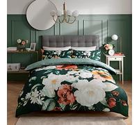 Sleepdown Parure de lit avec Housse de Couette et taies d'oreiller 100% Coton Motif Floral Vert/Blanc Taille L 200 x 200 cm, Double