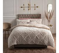 Sleepdown Parure de lit avec Housse de Couette et taies d'oreiller en Fausse Fourrure Polaire Thermique, Chaude et Confortable, Taille King Size (220 cm x 230 cm) Naturel, Polyester