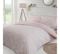 Sleepdown Parure de lit avec Housse de Couette et taies d'oreiller-Motif Cachemire pâle uni-Doux et Facile d'entretien-Super King Size (220 x 260 cm), Polycoton, Blush Rose Blanc