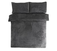 Sleepdown Parure de lit en Polaire 1pc pour lit Simple Gris Anthracite Velours - 135x200 cm, taies d'oreiller 48 cm x 74 cm