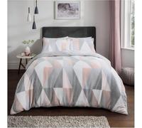 Sleepdown Parure de lit en Polaire Thermique avec Housse de Couette et taies d'oreiller-King Size (220 x 230 cm) -Rose pâle, Polyester, Blush Pink Geo