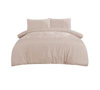 Sleepdown Parure de lit Luxueuse en Velours avec Housse de Couette et taies d'oreiller - 2 Places (200 x 200 cm) - Champagne