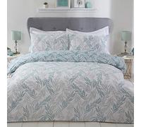 Sleepdown Parure de lit réversible en Polycoton Doux et Facile d'entretien avec Housse de Couette et taie d'oreiller-1 Place (135 x 200 cm), Vert Sauge, Blanc, Simple