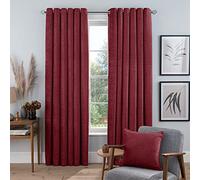 Sleepdown Rideaux doublés à œillets en Chenille pour Chambre à Coucher et Salon Rouge 168 x 137 cm