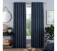 Sleepdown Rideaux doublés à œillets en Chenille pour Chambre et Salon 228 x 274 cm Bleu Marine 2 Panneaux 2x 90" x 108"