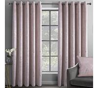 Sleepdown Rideaux occultants en Velours Effet marbre à Isolation Thermique à œillets pour Chambre à Coucher et Salon - 117 x 137 cm - Rose pâle - 2 Panneaux
