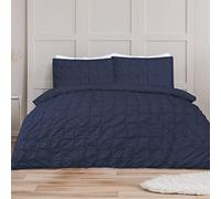 Sleepdown Sleepdown Parure de lit avec housse de couette et taies d'oreiller plissées Bleu marine 200 x 200 cm, Polyester, Bleu Marine, Parure de lit - 2 personnes