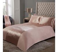 Sleepdown Sleepdown Parure de lit de luxe en satin avec housse de couette et taies d'oreiller - Super king size (220 x 260 cm) - Rayures champagne, Polyester, Champagne, Super King