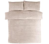 Sleepdown Teddy Parure de lit en Polaire avec Housse de Couette et taies d'oreiller, Thermique et Confortable, Super Doux, King-Ivoire Naturel, Velours