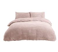 Sleepdown TeddyFleeceBeddingSet Blush, Polyester, Rose Poudré, Parure de lit - King Size