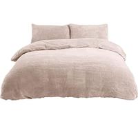 Sleepdown TeddyFleeceBeddingSet Ivory Ensemble de Housse de Couette, Polyester, Ivoire, Parure de lit Super King Size