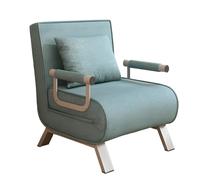 Sleeper Chair Bed with 6-Position Adjustable Backrest, Washable Cotton Linen Cover, Compact Sofa for Small Spaces, Room, Office, Dorm (Blue, 83 cm)