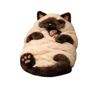 Sleeping Bag - 175x80cm Warm Cute Cat Washable | Thickened Flannel Lined Slumber Sack, Oversized Feline Theme Bedding, Cold Weather Sleep Gear for Adults, Home and Bedroom
