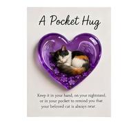 Sleeping Cat Memorial Card Heart-Shaped Postcard, Encouragement Greeting Card with Charming Illustration for Men Women Boys Girls Youth Teens Grandma Grandpa Wife Husband Son Daughter Family