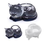 Sleeping Cat Memorial Silicone moule pour résine chat bougeoir Animal souvenir sympathie cadeau