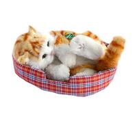 Sleeping Cats Toy Peluche Chat Fidèle Réaliste Interactif Son Polyéthylène Synthétique Adapté pour Chambre Salon Voiture Cadeau Enfants, Cat Orange du Corps