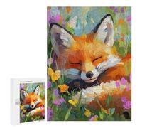 Sleeping Fox in Flowers-2 Puzzle 1000 Pièces Educa Jouet en Bois Cadeau Unique Décoration Intérieure Jeu Éducatif Challenge Toy Adultes Et Enfants À Partir De 14 Ans 500 PCS