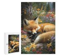 Sleeping Fox in Flowers Puzzle 1000 Pièces Educa Jouet en Bois Cadeau Unique Décoration Intérieure Jeu Éducatif Challenge Toy Adultes Et Enfants À Partir De 14 Ans 1000 PCS