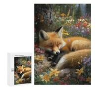 Sleeping Fox in Flowers Puzzle 1000 Pièces Educa Jouet en Bois Cadeau Unique Décoration Intérieure Jeu Éducatif Challenge Toy Adultes Et Enfants À Partir De 14 Ans 300 PCS