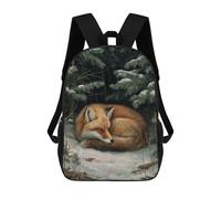 Sleeping Fox in Winter Forest Sacs À Dos Imprimés En 3D Pour Enfants 17inch Sacs À Dos Tendance Et Décontractés Pour La Journée, Sacs De Voyage, Sacs À Dos D'extérieur Pour Garçons Et Filles