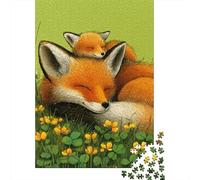 Sleeping Foxes in Flowers Puzzle 1000 Pièces Educa Jouet en Bois Jeu D'Intelligence Décoration Intérieure Jeu Éducatif Challenge Toy Adultes & Enfants des 14 Ans 52x38cm/1000pcs