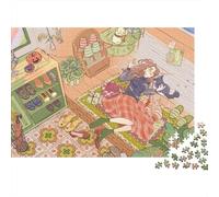 Sleeping Girl Puzzles 1000 Pièces Matériau Recyclable Cozy Room Seniors Puzzles Impossible Hard Difficult Stimulant Éducatif Jeu pour Men 52x38cm/1000pcs