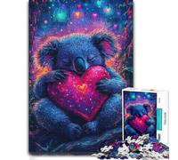Sleeping Koala with Heart Puzzle en Bois 1000 pièces, Activité Familiale | Idée cadeau de Noël pour adulte avec loisir pour amateur de puzzle seul ou à plusieurs.