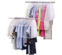 SLEEPING LAMB Lot de 2 housses de protection pour porte-vêtements avec fenêtres en PVC transparent à suspendre pour costumes, manteaux, vestes, robes, housses de protection d'épaule, blanc