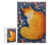 Sleeping Orange Cat Painting Puzzle 1000 Pièces Educa Jouet en Bois Cadeau Unique Décoration Intérieure Jeu Éducatif Challenge Toy Adultes Et Enfants À Partir De 14 Ans 300 PCS