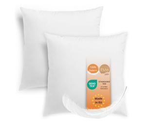 sleepling 193913 Lot de 2 oreillers en Plumes | 100% Coton | Coussins pour canapé | Lavable à 60 °C | Certifié Ökotex 100 et Downpass | Fabriqué en UE | 50 x 50 cm, Blanc