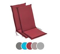 sleepling 193927 Lot de 2 Coussins d'extérieur pour Fauteuil à Dossier | Chaise de Jardin | Chaise de terrasse | Fabriqué en UE | Bande de réglage | Housse Amovible et Lavable, 120 x 50 x 6 cm, Rouge