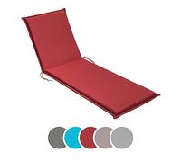 sleepling 193930 Coussin d'extérieur pour chaises Longues | Chaise de Jardin | Bain de Soleil | Fabriqué en UE | Bande de réglage | Housse Amovible et Lavable, 190 x 58 x 6 cm, Rouge