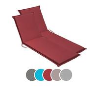sleepling 193933 Lot de 2 Coussins d'extérieur pour chaises Longues | Chaise de Jardin | Bain de Soleil | Fabriqué en UE | Bande de réglage | Housse Amovible et Lavable, 190 x 58 x 6 cm, Rouge