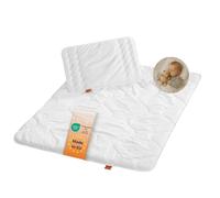 sleepling 194476 Enfant Set pour lit de bébé | Couette d’été légère 100 x 135 cm | Oreiller Plat 40 x 60 cm | 100% Microfibre | Made in EU | Ökotex 100 | Garantie de Chaleur, Blanc