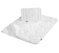 sleepling 194479 Enfant Set pour lit de bébé | Couette 4 Saisons pour Toute l'année 100 x 135 cm | Oreiller Plat 40 x 60 cm | 100% Microfibre | Made in EU | Ökotex 100 | Garantie de Chaleur, Blanc