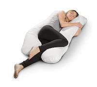 sleepling 194496 Oreiller de Corps | Coussin de Grossesse | Oreiller de Couchage latéral | 100% Coton | Lavable à 60 degrés | Ökotex 100 | Fabriqué en UE | 140 x 75 x 20 cm, Blanc