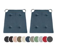 sleepling 194581 Lot de 2 Coussins de Chaise | Coussin de siège | pour intérieur et extérieur | 100% Coton | Made in EU | Tailles: 42 (Devant) 35 (derrière) x 40 x 5 cm, Bleu foncé