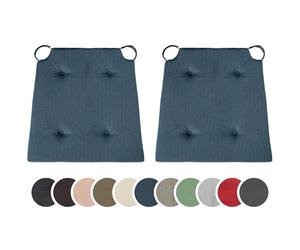 sleepling 194581 Lot de 2 Coussins de Chaise | Coussin de siège | pour intérieur et extérieur | 100% Coton | Made in EU | Tailles: 42 (Devant) 35 (derrière) x 40 x 5 cm, Bleu foncé