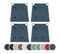 sleepling 194582 Lot de 4 Coussins de Chaise | Coussin de siège | pour intérieur et extérieur | 100% Coton | Made in EU | Tailles: 42 (Devant) 35 (derrière) x 40 x 5 cm, Bleu foncé