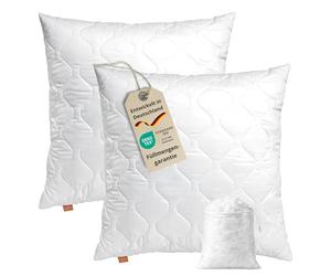 sleepling 196139 Lot de 2 Coussins Komfort 100, Oreiller décoratif, Coussin pour canapé, Lavable à 60 degrés, fabriqué en EU, Garantie de Remplissage, Garantie de Taille, 45 x 45 cm, Blanc