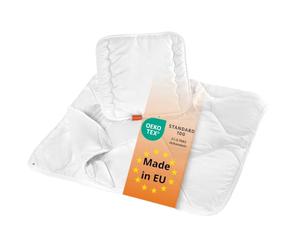 sleepling 196278 Enfant Set pour lit de bébé | Couette 4 Saisons pour Toute l'année 80 x 80 cm | Oreiller Plat 35 x 40 cm | 100% Microfibre | Made in EU | Ökotex 100 | Garantie de Chaleur, Blanc